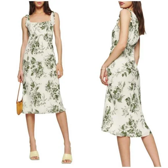 💕REFORMATION💕 Leni Dress ~ Sage Brush Floral Print Medium M NWT